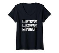 Women's Introvert Extrovert Pervert Funny V-Neck T-Shirt