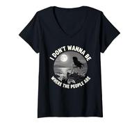 Women's Introvert I Don't Wanna Be Where the People are Antisocial V-Neck T-Shirt