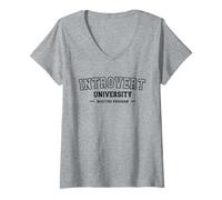 Womens Introvert University Funny Indoorsy Antisocial Introverted V-Neck T-Shirt