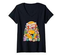 Women's Introvert Zone Books Cat Retro V-Neck T-Shirt