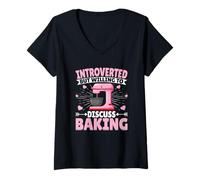 Womens Introverted Baking Introverts Stay Home Socially Awkward V-Neck T-Shirt