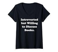 Womens Introverted But Willing To Discuss Books V-Neck T-Shirt