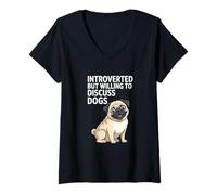 Women's Introverted But Willing to Discuss Dogs Pug Lover V-Neck T-Shirt