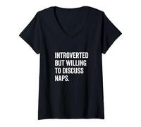 Womens Introverted But Willing to Discuss Naps Funny V-Neck T-Shirt