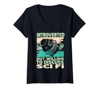 Women's Introverted But Willing to Discuss Sci-Fi Science Fiction V-Neck T-Shirt
