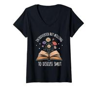 Womens Introverted But Willing to Discuss Smut Funny Spicy Book Mom V-Neck T-Shirt