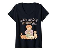 Womens Introverted But Willing to Talk About Cats Mental Health Cat V-Neck T-Shirt