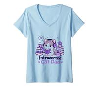 Women's Introverted Cat Dad V-Neck T-Shirt