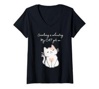 Womens Introverts Unite Separately Cat Lover-Funny Anti-Social V-Neck T-Shirt