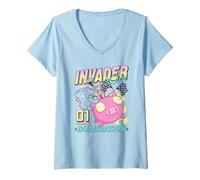Womens Invader Zim 01 World Domination Zim & Gir Racing Over Pig V-Neck T-Shirt