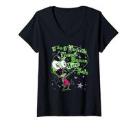 Womens Invader Zim I Am A Perfectly Normal Human Worm Distressed V-Neck T-Shirt