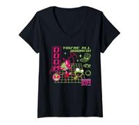 Womens Invader Zim You're All Doomed Y2K Cartoon V-Neck T-Shirt
