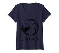 Women's Invictus (Unconquerable) with Rising Phoenix V-Neck T-Shirt
