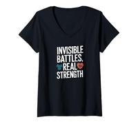 Womens Invisible Battles, Real Strength: Armor Edition V-Neck T-Shirt