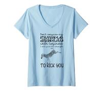 Womens Invisible Illness Isn’t Laziness - Zebra Strength Statement V-Neck T-Shirt