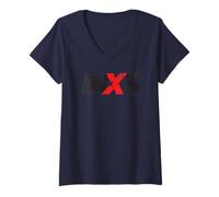 Women's INXS Distressed Logo On Blues V-Neck T-Shirt