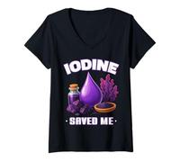 Women's Iodine Saved ME Important Mineral Thyroid Function Wellness V-Neck T-Shirt