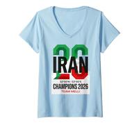 Women's Iran 20 Champions 2026 Team Melli 32N 53E Pride V-Neck T-Shirt