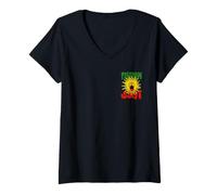Women's Iran Freedom Shir O Khorshid Lion & Sun Emblem Persian Azadi V-Neck T-Shirt