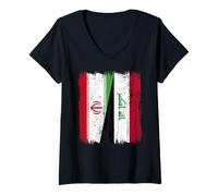 Womens Iran Iraq Half Flag Iranian Iraqi Jersey V-Neck T-Shirt