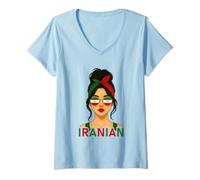 Womens Iranian Girl Iran Flag Iranian Girlfriend Wife V-Neck T-Shirt
