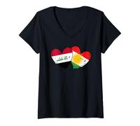 Womens Iraq Kurdistan Heart Flag Iraqi Kurdish Pride V-Neck T-Shirt