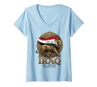 Women's Iraq Lion Mesopotamia 1921-Present Flag National Heritage V-Neck T-Shirt