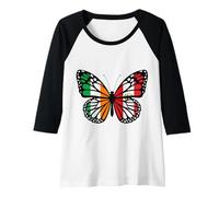 Womens Ireland and Peru Mix Butterfly Half Irish Peruvian Roots Raglan Baseball Tee
