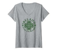Women's Ireland Erin Go Bragh! Celtic Clover V-Neck T-Shirt