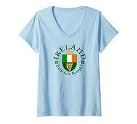 Womens Ireland Erin Go Bragh Heraldic Badge Flag V-Neck T-Shirt