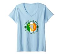 Womens Ireland Erin Go Bragh! Irish Harp V-Neck T-Shirt