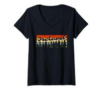 Womens Ireland Forest Sunset Trees Cabin Vacation Souvenir V-Neck T-Shirt