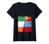 Womens Ireland Mongolia Half Flag Irish Mongolian Jersey V-Neck T-Shirt