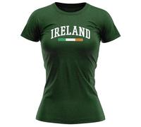 Womens Ireland T Shirt Irish Tricolour Shades Ladies Tee Rugby Football Supporters Top, M, Bottle