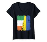 Womens Ireland Ukraine Half Flag Irish Ukrainian Heritage V-Neck T-Shirt