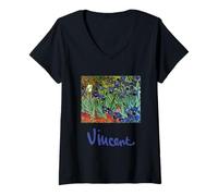 Womens Irises by Vincent Van Gogh, Flowers in a Garden T-Shirt V-Neck T-Shirt