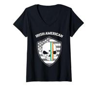 Women's Irish American Celtic Pride Skull Heritage Design V-Neck T-Shirt