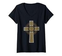 Womens Irish Celtic Cross Knot - Holy Trinity V-Neck T-Shirt