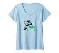 Women's Irish Dancer Ghillies Shamrock Girls Irish Dance V-Neck T-Shirt