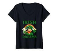 Women's Irish Dreams Leprechaun Celebration Design V-Neck T-Shirt