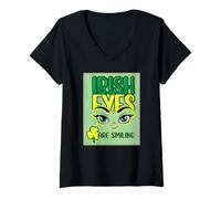 Women's Irish Eyes are Smiling St Patrick's Day V-Neck T-Shirt