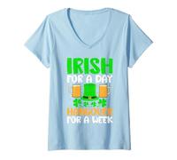Womens Irish for a Day Hangover for a Week funny Irish V-Neck T-Shirt