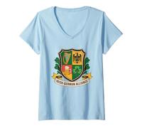 Women's Irish German Alliance Flag Golden Harp Eagle Harp Beer V-Neck T-Shirt