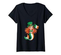 Women's Irish Mermaid Leprechaun - St Patrick's Day Ireland Souvenir V-Neck T-Shirt