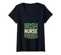 Women's Irish Nurse Energy St Patricks Day Pride V-Neck T-Shirt
