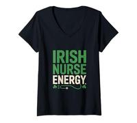 Women's Irish Nurse Energy St Patricks Day Pride V-Neck T-Shirt