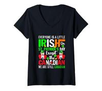 Women's Irish On Patrick's Day Proud Except Canadian Funny Parades V-Neck T-Shirt