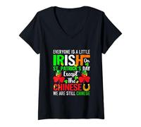 Women's Irish On Patrick's Day Proud Except Chinese Funny Parades V-Neck T-Shirt