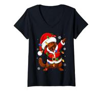 Women's Irish Setter Dog Christmas Lights Fun Dab Dance Santa Xmas V-Neck T-Shirt