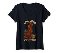 Women's Irish Setter Whiskey Club Vintage Dog V-Neck T-Shirt
